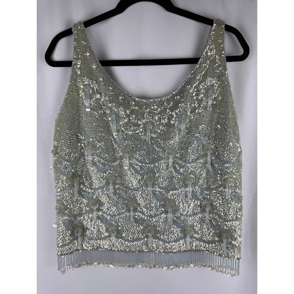 Belle Jacob Tops - Belle Jacob Sequin Vintage 60s Designer Top Beaded Sleeveless Top Wool Party M